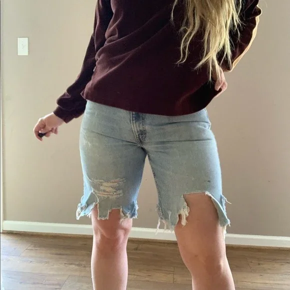 Vintage Levis Jean Shorts Destroyed Orange Tab - Picture 2 of 8